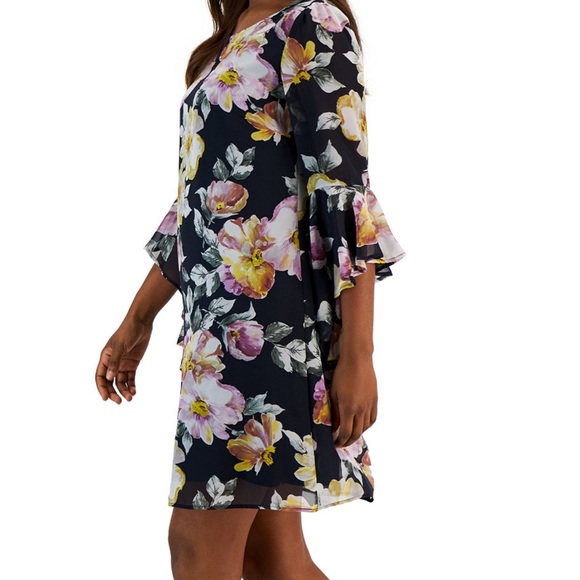 Flirty florals and chiffon finish sheath dress by Connected apparel - Picture 3 of 4